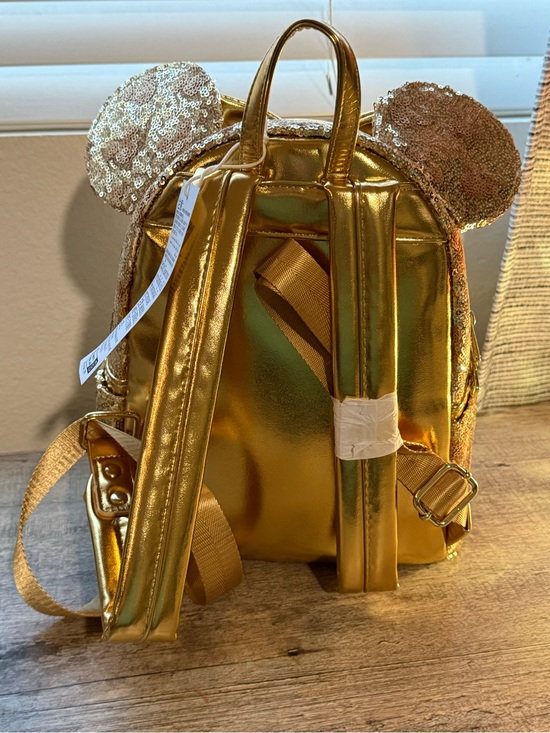 NWT Disney Parks Gold Sequin Hidden Minnie Ear Loungefly Mini Backpack main image 5